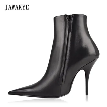 JAWAKYE Sexy Pointed toe Genuine Leather Ankle Boots Side zipper Black White red High heels Runway Shoes Boots for Women
JAWAKYE Sexy Pointed toe Genuine Leather Ankle Boots Side zipper Black White red High heels Runway Shoes Boots for Women