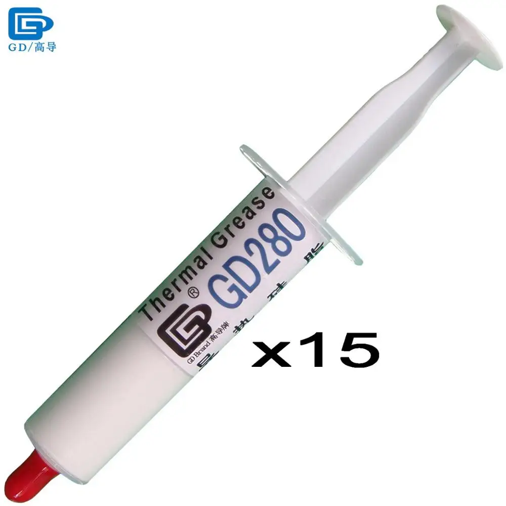 

GD280 Thermal Conductive Grease Paste Silicone Plaster Heat Sink Compound 15 Pieces Net Weight 15 Grams Syringe Packaging SY15