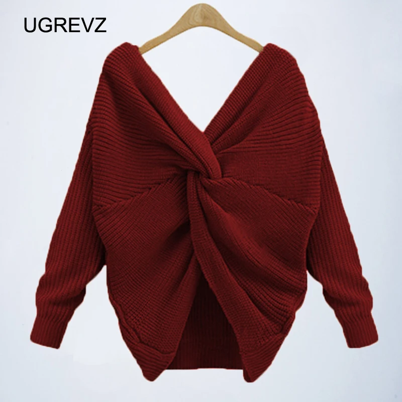 UGREVZ 2019 New Autumn V Neck Twisted Back Sweater Women Jumpers Pullovers Casual Tops Long Sleeve Knitted Sweaters pull Femme
UGREVZ 2019 New Autumn V Neck Twisted Back Sweater Women Jumpers Pullovers Casual Tops Long Sleeve Knitted Sweaters pull Femme