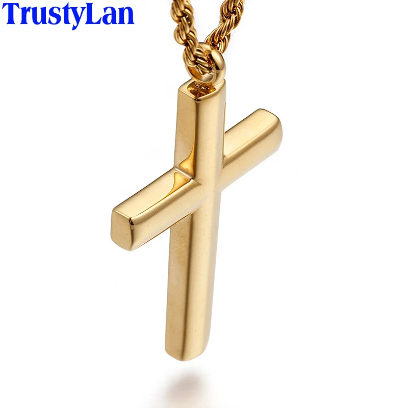 TrustyLan классический крест золотого/серебряного цвета ожерелья и подвески из