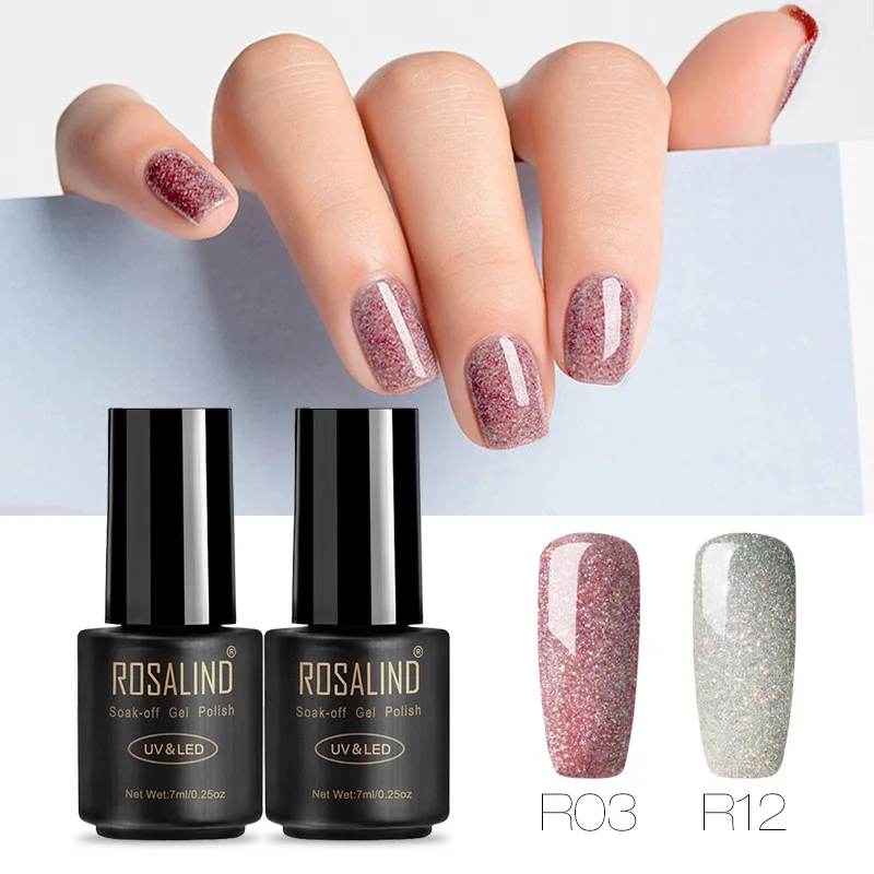 Розалинд Радуга Shimmer ногтей Лаки 2 шт./лот 7 мл гель лак для маникюр Vernis полу