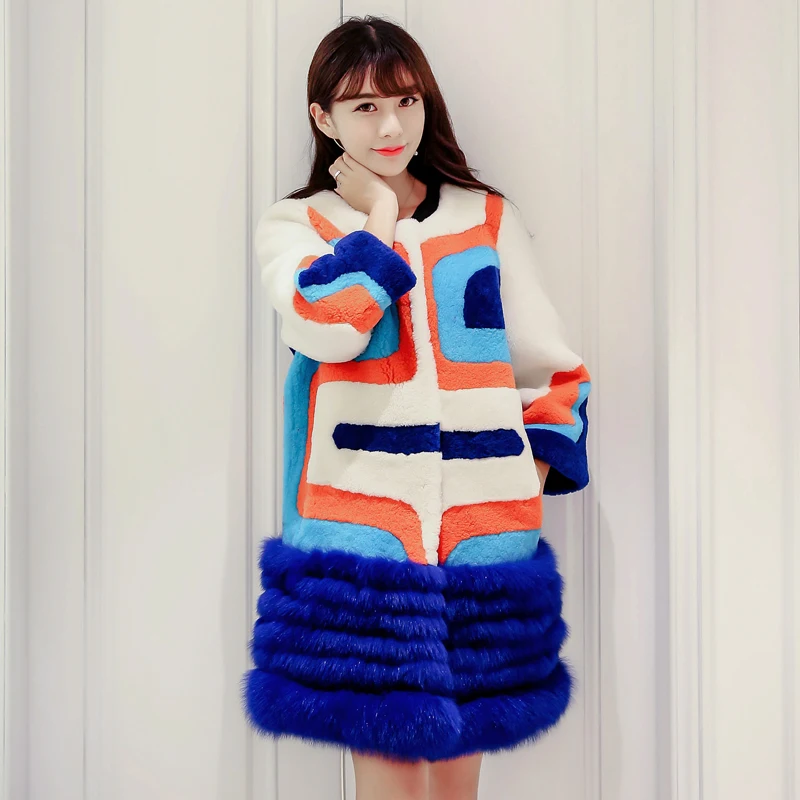 Newest Office Lady Winter Patchwork Color Three Quarter Sleeve Faux Wool Coat Covered Button Full Pelt Fur Outerwear XHSD-218
Newest Office Lady Winter Patchwork Color Three Quarter Sleeve Faux Wool Coat Covered Button Full Pelt Fur Outerwear XHSD-218