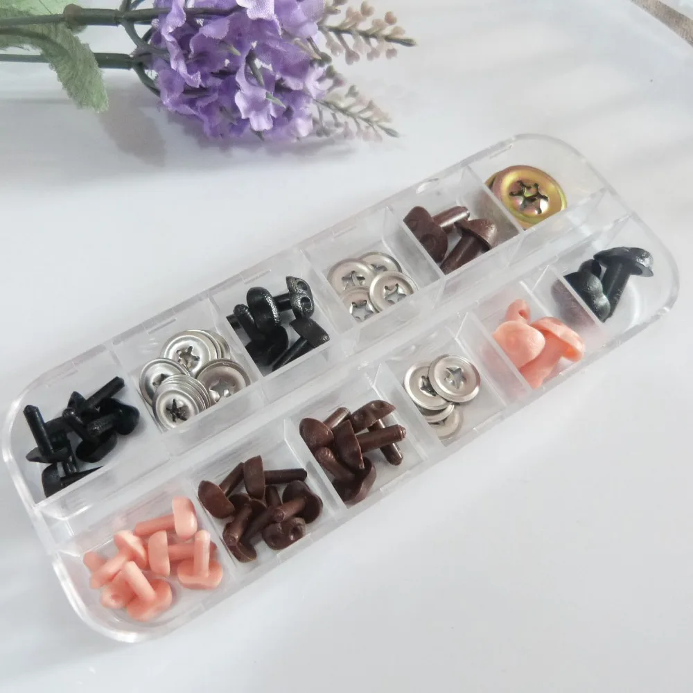 32pcs/box 6x8mm/8x10mm/10x12mm smooth stem plastic toy nose animal nose & meteal washer--black/brown/flesh color
32pcs/box 6x8mm/8x10mm/10x12mm smooth stem plastic toy nose animal nose & meteal washer--black/brown/flesh color