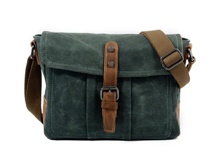 Womens Small Canvas Messenger Bag Grey, Brown, Green