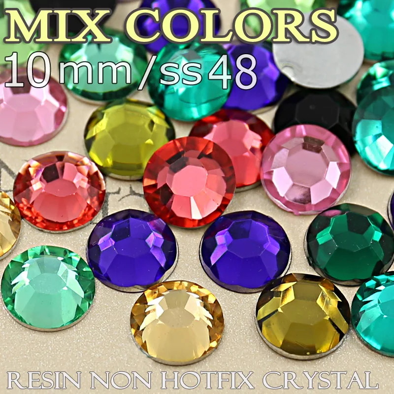 10mm SS48 150pcs/lot Mix Colors Big Crystals Resin rhinestones Acrylic Non Hotfix Flat back glitters for DIY jewelry Stones
10mm SS48 150pcs/lot Mix Colors Big Crystals Resin rhinestones Acrylic Non Hotfix Flat back glitters for DIY jewelry Stones