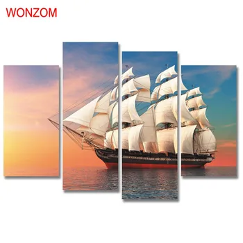 Sunset Sailing Ship Canvas Painting 4Pcs Ocean Painting On Canvas Cuadros Abstractos 2017 Wall Pictures For Home Decoration Gift
Sunset Sailing Ship Canvas Painting 4Pcs Ocean Painting On Canvas Cuadros Abstractos 2017 Wall Pictures For Home Decoration Gift