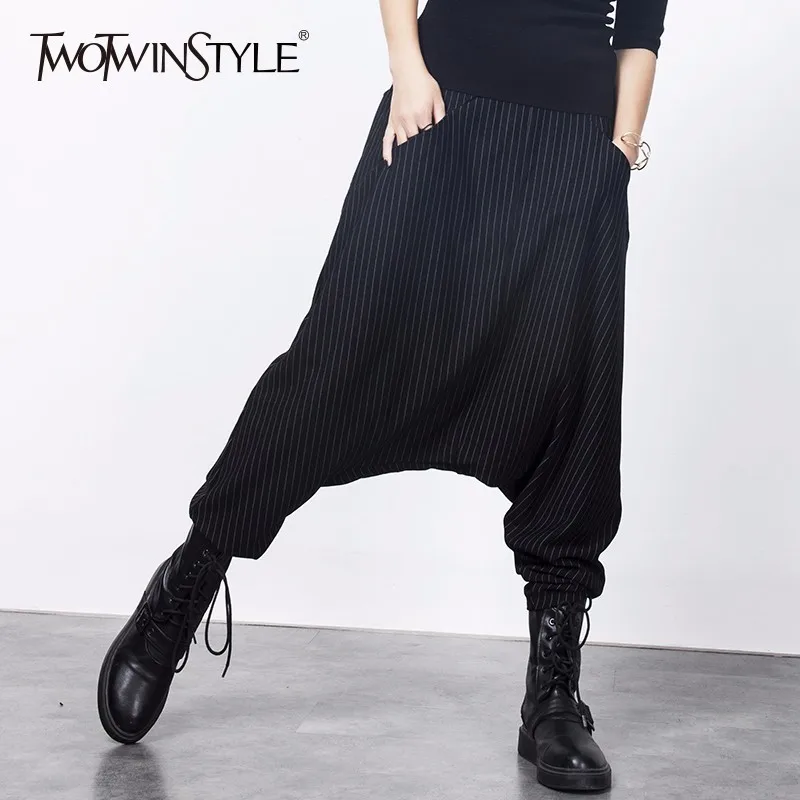 TWOTWINSTYLE Striped Pants Womens Elastic High Waist Pocket Large Size Casual Long Trousers Spring Fashion New Clothing 2019
TWOTWINSTYLE Striped Pants Womens Elastic High Waist Pocket Large Size Casual Long Trousers Spring Fashion New Clothing 2019