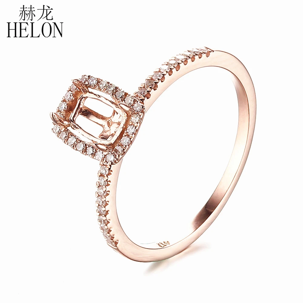HELON Diamond Halo 4x6mm Cushion Cut Wedding Semi-mount Ring Solid 10K Rose Gold Elegant Diamonds Engagement Fine Jewelry Ring
HELON Diamond Halo 4x6mm Cushion Cut Wedding Semi-mount Ring Solid 10K Rose Gold Elegant Diamonds Engagement Fine Jewelry Ring