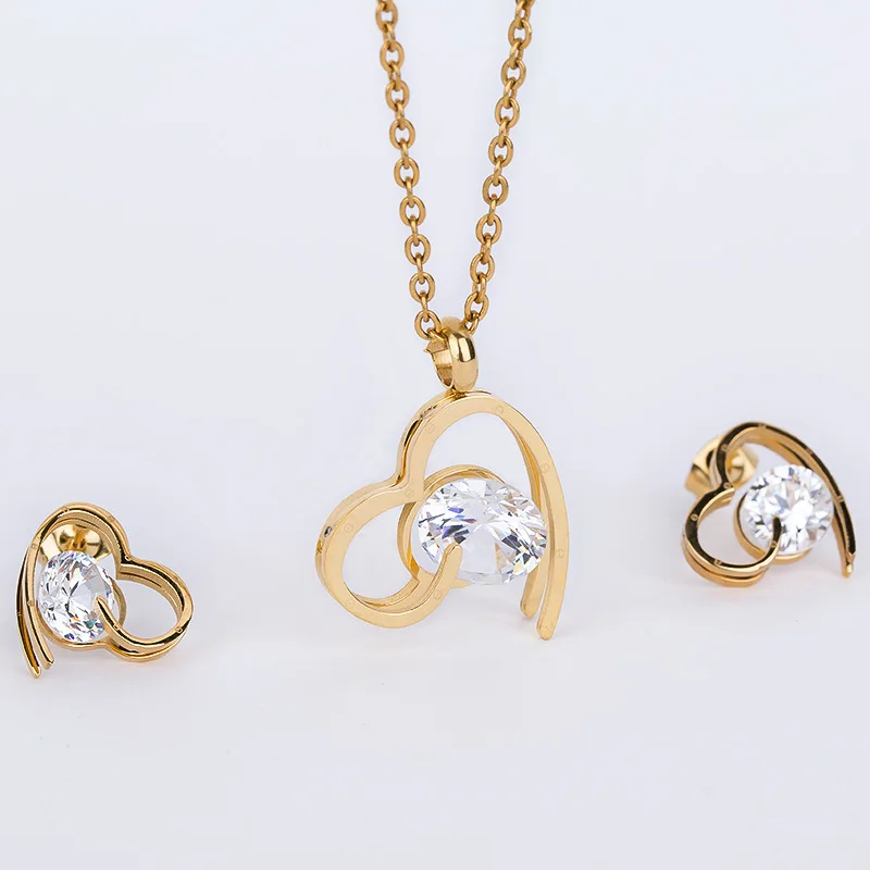New Arrival fashion Hot selling Stainless Steel costume Heart Crystal Jewelry Sets with necklaces stud earrings for women
New Arrival fashion Hot selling Stainless Steel costume Heart Crystal Jewelry Sets with necklaces stud earrings for women