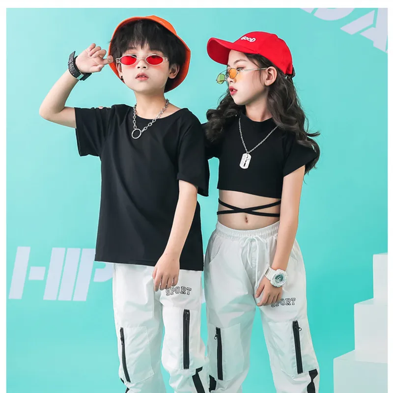 Black Crop Top T-shirt White Pants Dancewear Suit Kids Boy Girl Hip Hop Jazz Street Dance Costume Clothes Children Stage Outfit
Black Crop Top T-shirt White Pants Dancewear Suit Kids Boy Girl Hip Hop Jazz Street Dance Costume Clothes Children Stage Outfit