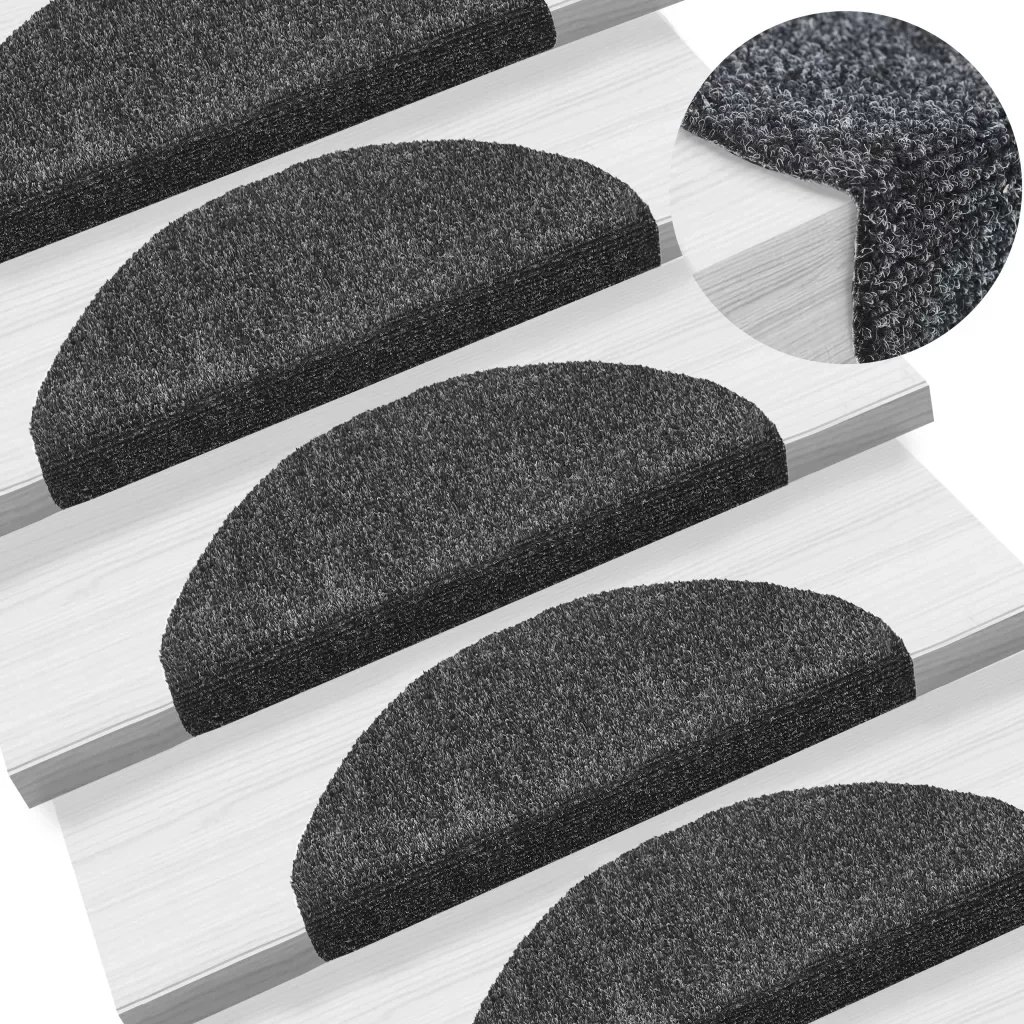 

15pcs Self-adhesive Stair Mats Needle Punch Non-Slip Mat Dark Grey Stair Mats Staircase Step Rug Cover Home Decor Carpets