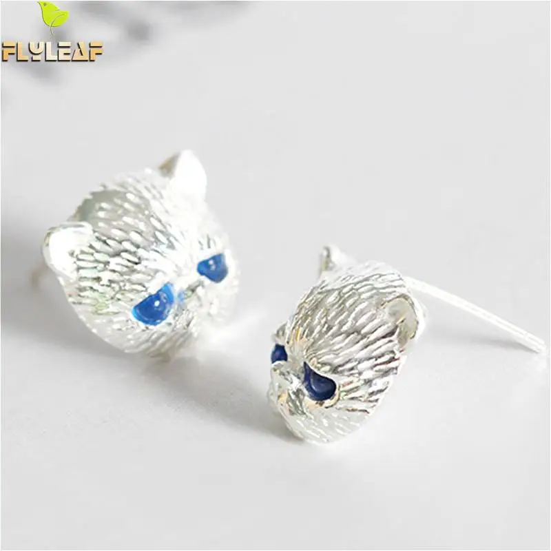 Flyleaf 925 Sterling Silver Blue Cubic Zirconia Cat Stud Earrings For Women Prevent Allergies Creativity Fashion Lady Jewelry 
Flyleaf 925 Sterling Silver Blue Cubic Zirconia Cat Stud Earrings For Women Prevent Allergies Creativity Fashion Lady Jewelry