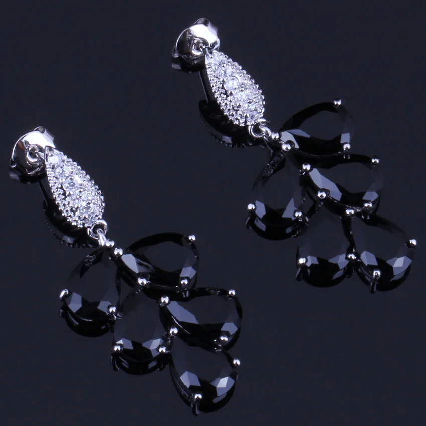 Enchanting Big Black Cubic Zirconia White CZ Silver Plated Drop Dangle Earrings V0338
Enchanting Big Black Cubic Zirconia White CZ Silver Plated Drop Dangle Earrings V0338