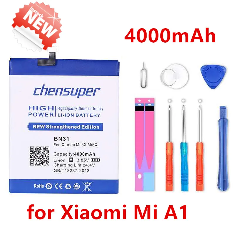chensuper 0 Cycle 100% New 4000mAh BN31 Battery for Xiaomi Mi A1 / Redmi Y1 Xiaomi Mi 5X Mi5X / Redmi Note 5A 5A pro
chensuper 0 Cycle 100% New 4000mAh BN31 Battery for Xiaomi Mi A1 / Redmi Y1 Xiaomi Mi 5X Mi5X / Redmi Note 5A 5A pro