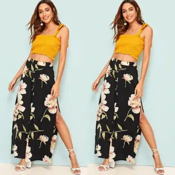 Casual High Waist Wide Leg pants Women 2019 Summer Beach Split Trousers Holiday Female Vintage Floral Prints Capris
Casual High Waist Wide Leg pants Women 2019 Summer Beach Split Trousers Holiday Female Vintage Floral Prints Capris