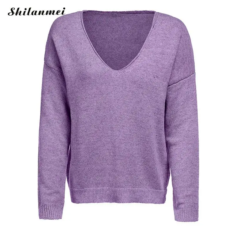 Women Loose Solid Pullovers Knitted V-Neck Casual Sweater Pullover Women Fashion 2019 Autumn High Street Long Sleeve Sweater
Women Loose Solid Pullovers Knitted V-Neck Casual Sweater Pullover Women Fashion 2019 Autumn High Street Long Sleeve Sweater