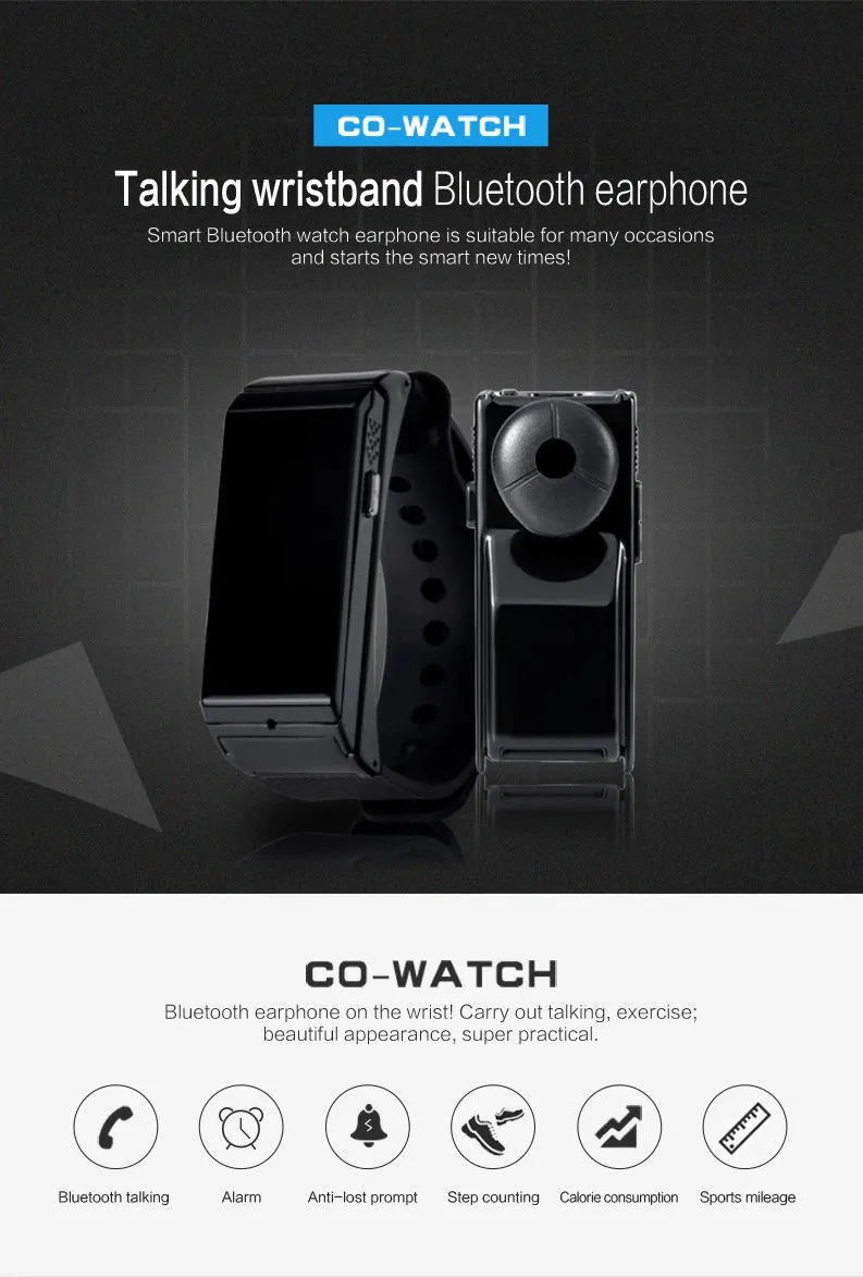 Bluetooth Earphone Smart Bracelet Call Talkband Wristband OLED Screen Sport Tracking Activity Tracker for IOS Android Devices