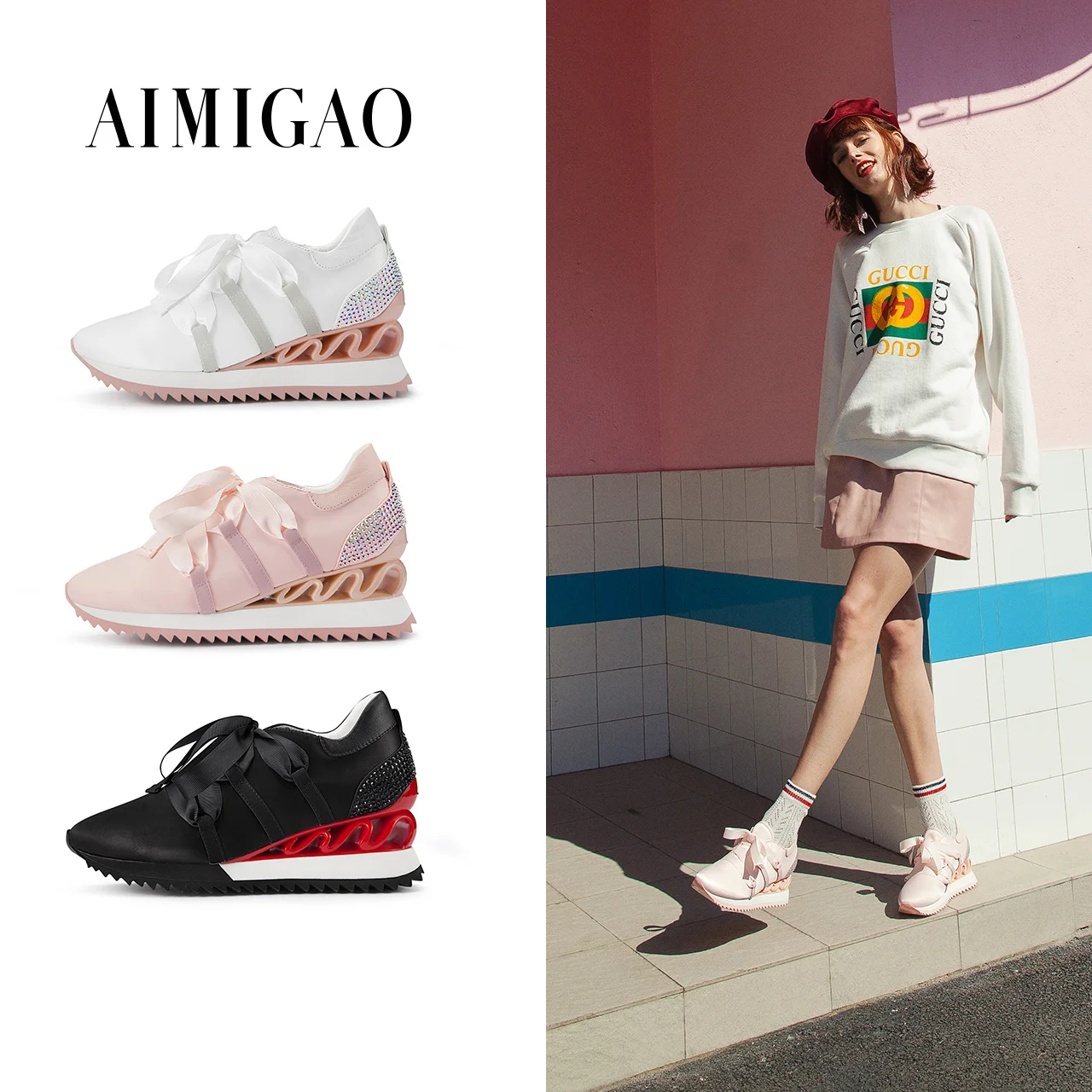 AIMIGAO Pink Fashion Bow-Knot Lace-Up Flat Shoes Silk Platform Thick Bottom Street Style Women Casual Shoes 2018 Spring New
AIMIGAO Pink Fashion Bow-Knot Lace-Up Flat Shoes Silk Platform Thick Bottom Street Style Women Casual Shoes 2018 Spring New