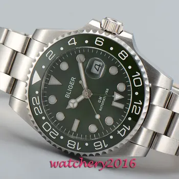 Fashion 43mm Bliger sapphire glass green dial date green ceramic bezel GMT Automatic movement Men's Mechanical Wristwatches
Fashion 43mm Bliger sapphire glass green dial date green ceramic bezel GMT Automatic movement Men's Mechanical Wristwatches
