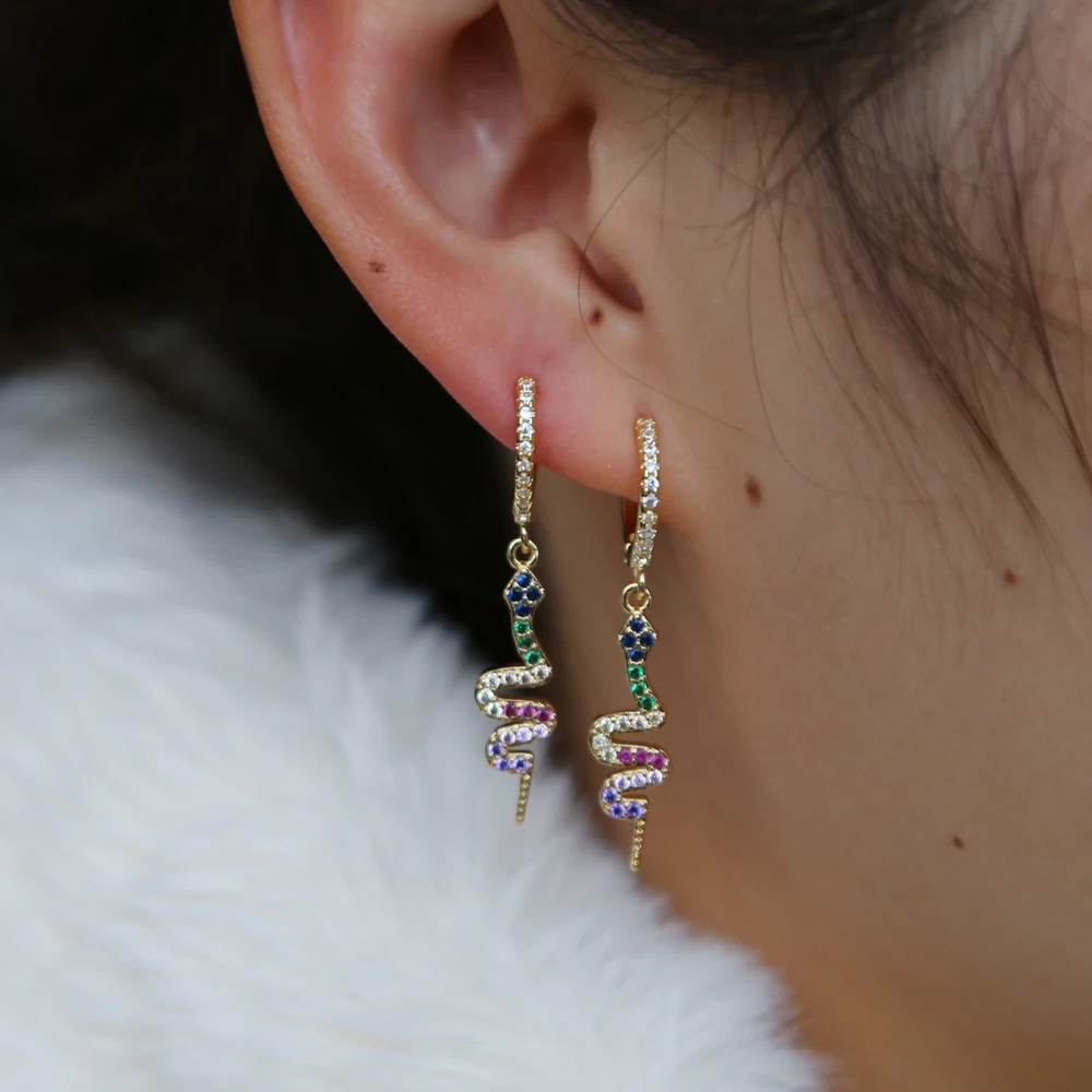 2019 Rainbow Snake Dangle Earrings Personalized Fashion Animal Jewelry Pave Multi Color CZ For Women Cute Gifts Trendy Jewelry
2019 Rainbow Snake Dangle Earrings Personalized Fashion Animal Jewelry Pave Multi Color CZ For Women Cute Gifts Trendy Jewelry