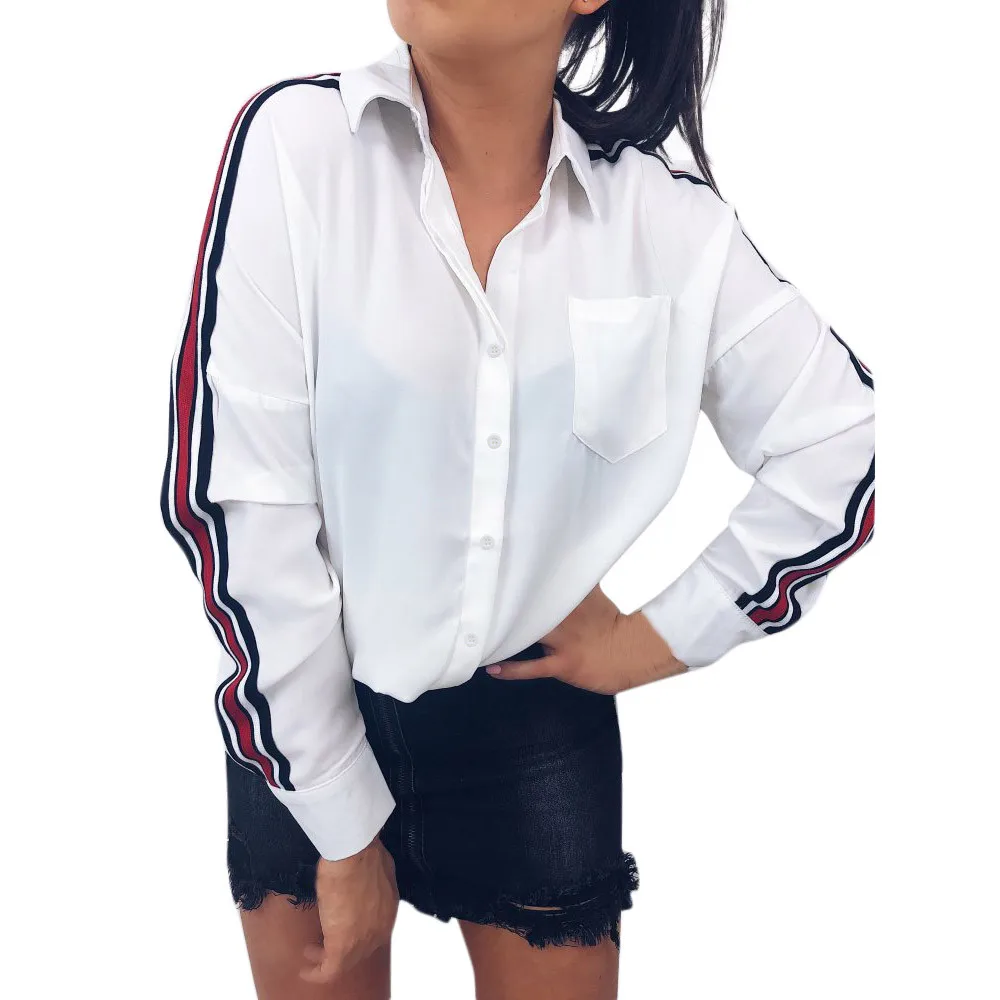 Feitong Fashion Women Blouses Casual Lapel Collar Stripe Long Sleeve Botton Shirts Blouse Ladies Shirt Tops Feminine Blusas
Feitong Fashion Women Blouses Casual Lapel Collar Stripe Long Sleeve Botton Shirts Blouse Ladies Shirt Tops Feminine Blusas