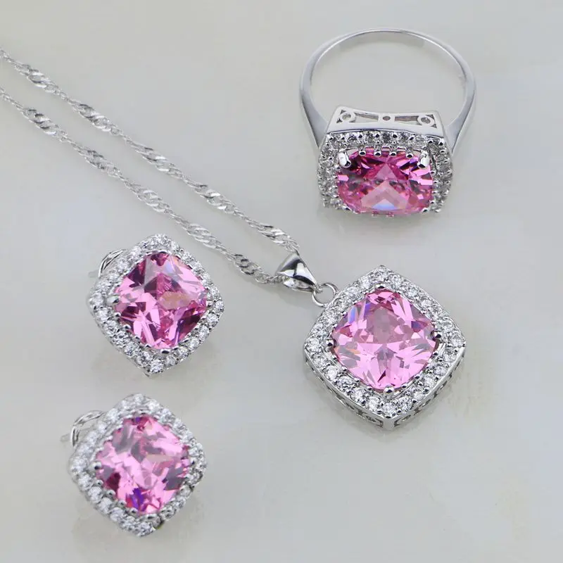 925 Sterling Silver Jewelry Pink Cubic Zirconia White Zircon Jewelry Sets For Women Wedding Earring/Pendant/Necklace/Ring
925 Sterling Silver Jewelry Pink Cubic Zirconia White Zircon Jewelry Sets For Women Wedding Earring/Pendant/Necklace/Ring