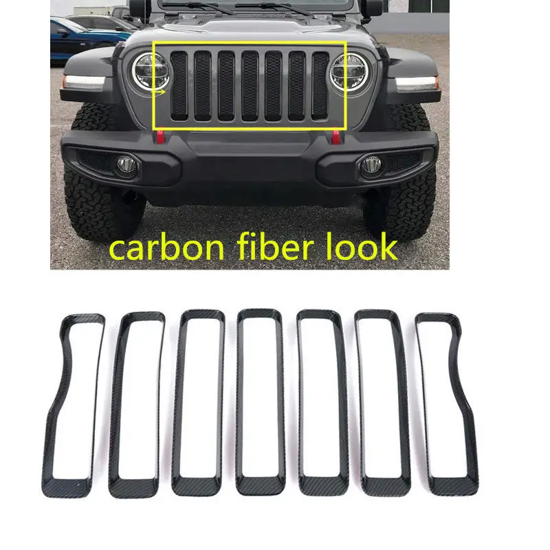new Carbon Fiber Look Front Grille Grid Cover Trim 7pcs For for Jeepp Wrangler JL 2018 2019 | Автомобили и мотоциклы