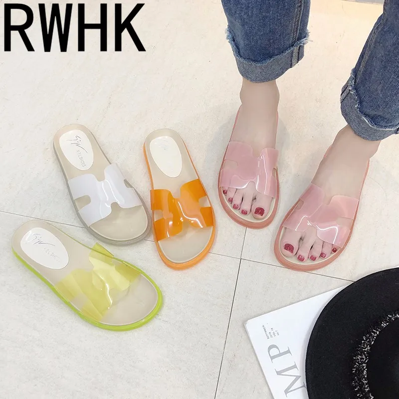 RWHK Slippers female 2019 summer new Korean fashion jelly bottom beach shoes outside wearing women's shoes B214
RWHK Slippers female 2019 summer new Korean fashion jelly bottom beach shoes outside wearing women's shoes B214