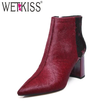 WETKISS Horaehair Women Ankle Boots Pointed Toe Footwear High Heels Female Snake Boot Thick Plush Shoes Woman 2018 Winter New
WETKISS Horaehair Women Ankle Boots Pointed Toe Footwear High Heels Female Snake Boot Thick Plush Shoes Woman 2018 Winter New