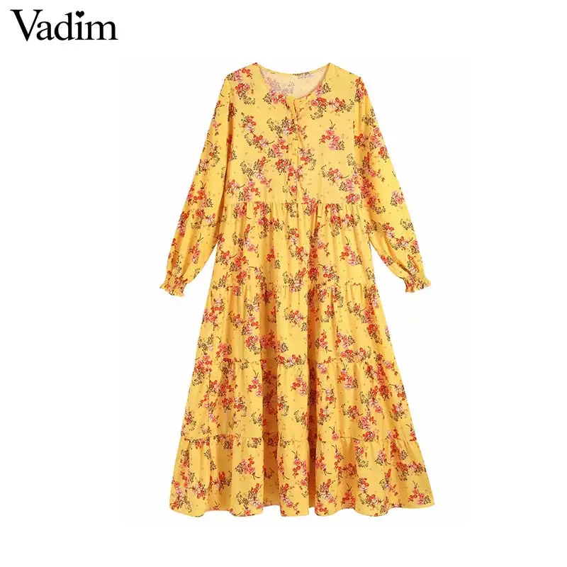 Vadim women vintage floral print O neck chic maxi dress female long sleeve stylish chic ankle length dresses vestidos QB750
Vadim women vintage floral print O neck chic maxi dress female long sleeve stylish chic ankle length dresses vestidos QB750
