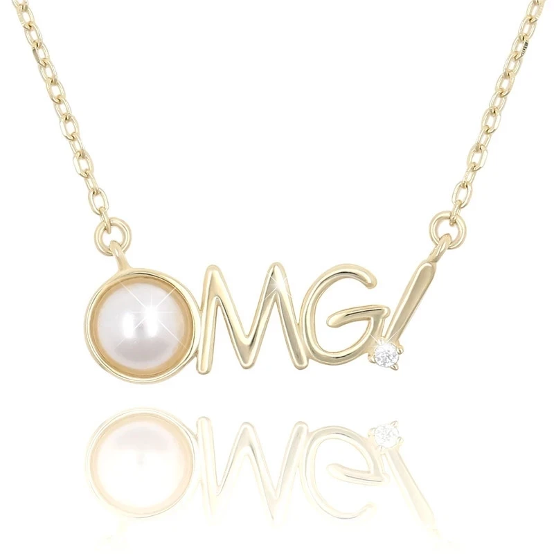 14k Gold Plated 925 Sterling Silver Word OMG Charm Pendant Necklace Natural Pearl Drop Pendant Necklace for Women Jewelry gifts
14k Gold Plated 925 Sterling Silver Word OMG Charm Pendant Necklace Natural Pearl Drop Pendant Necklace for Women Jewelry gifts