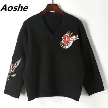 Aoshe pull femme 2018 Designer Winter Super Thick Knit Sweater Women Pullover Novelty Eagle Rose V-neck Oversized Poncho Jumper
Aoshe pull femme 2018 Designer Winter Super Thick Knit Sweater Women Pullover Novelty Eagle Rose V-neck Oversized Poncho Jumper
