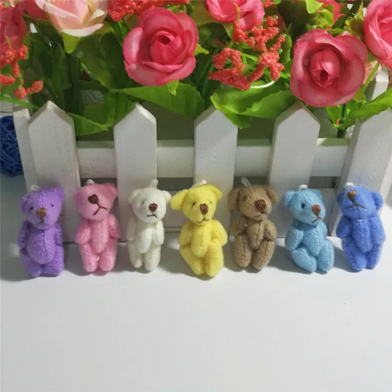 3.5cm 100pcs Mini Jointed Bear Plush Toys Cute Small DIY Teddy Bear Dolls (6)