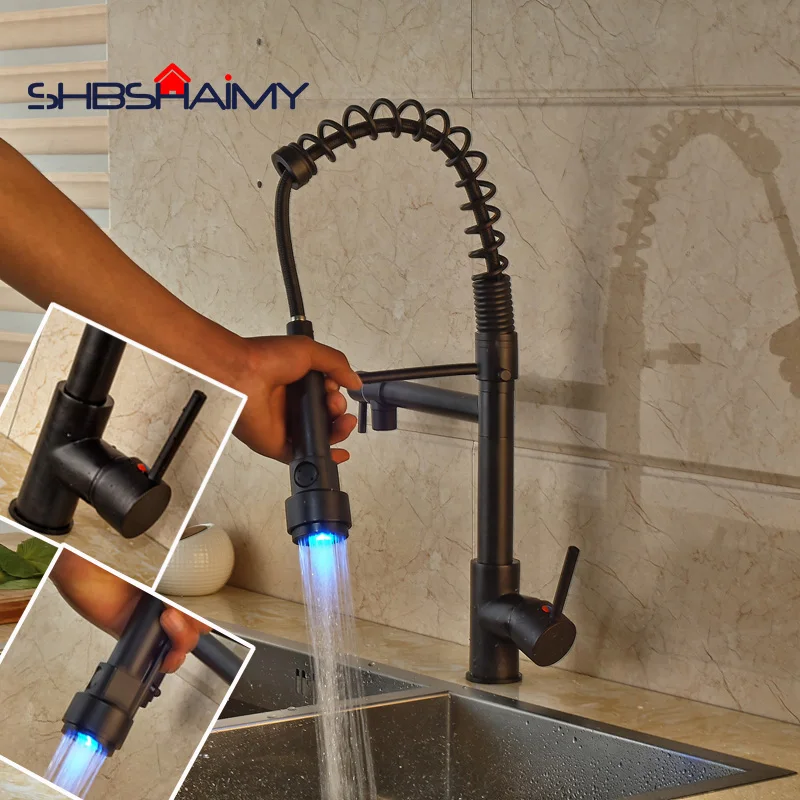 Oil Rubbed Bronze Kitchen Sink Faucet with LED Pull Out Down Sprayer Mixer Taps Bar Sink Faucet
Oil Rubbed Bronze Kitchen Sink Faucet with LED Pull Out Down Sprayer Mixer Taps Bar Sink Faucet