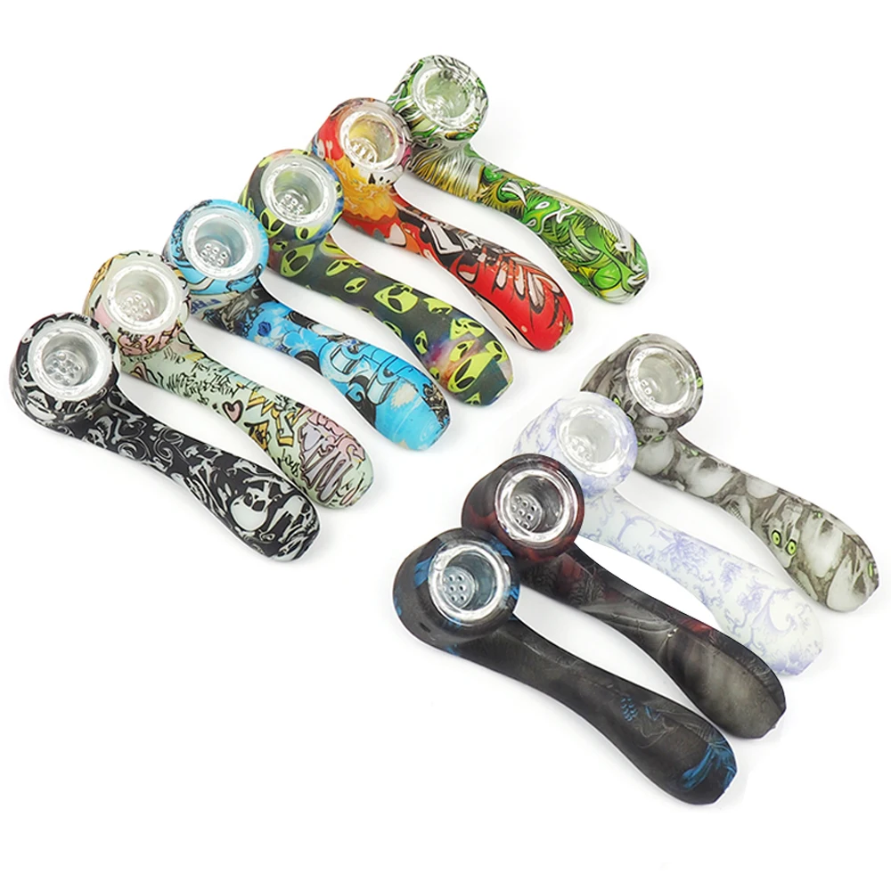 Silicone Smoking Pipe with Bowl spoon pipe Silicone Pipe glow in the dark 7 word shape Smoking tobacco Hand Pipes colorful spoon
Silicone Smoking Pipe with Bowl spoon pipe Silicone Pipe glow in the dark 7 word shape Smoking tobacco Hand Pipes colorful spoon