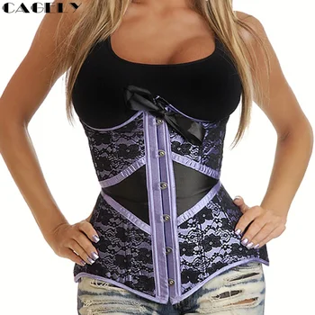 Waist Trainer Cincher Underbust Gothic Corset Top Busks Boned Steampunk Bustier Purple Tummy Belt Sexy Bow-tie Lace Corselet
Waist Trainer Cincher Underbust Gothic Corset Top Busks Boned Steampunk Bustier Purple Tummy Belt Sexy Bow-tie Lace Corselet