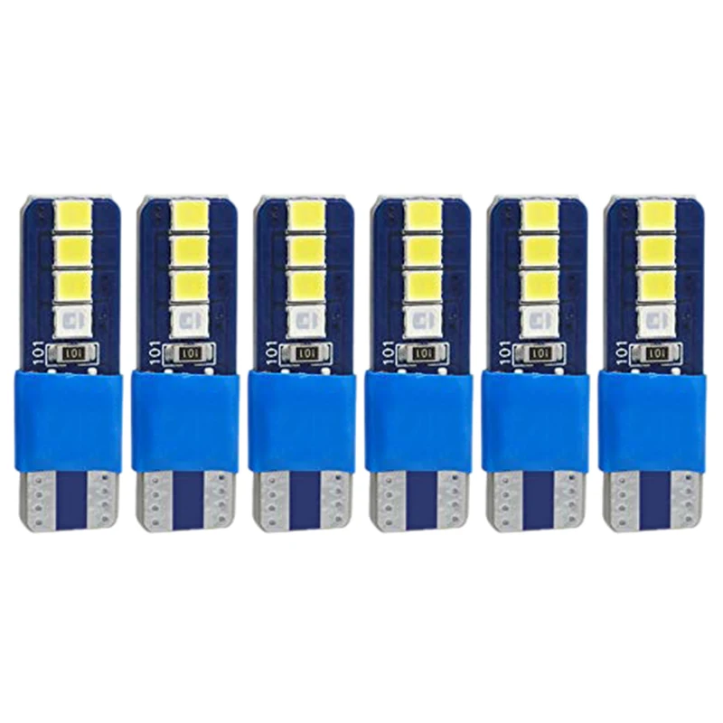 Pack Of 6 Canbus W5W T10 8 Smd 2835 Led for Auto Wedge Light Width Lamp Door Parking Bulb License Plate White Blue Dc 12V
Pack Of 6 Canbus W5W T10 8 Smd 2835 Led for Auto Wedge Light Width Lamp Door Parking Bulb License Plate White Blue Dc 12V