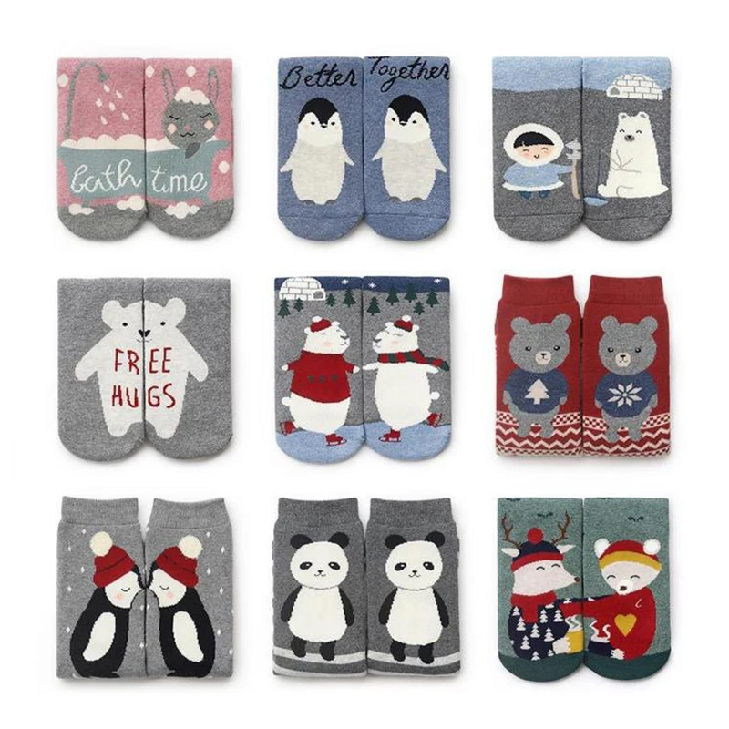 

New Cotton Cute Cartoon Sox Fashion AB Christmas Thick Ladies Socks Gift Women Winter Warm Sock Meias Holiday Party Accessories