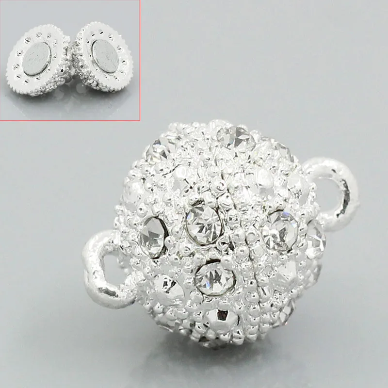Zinc Metal Alloy + Rhinestone Magnetic Clasps Ball Silver Plated With Rhinestone White Rhinestone 18mmx12mm,1 Set
Zinc Metal Alloy + Rhinestone Magnetic Clasps Ball Silver Plated With Rhinestone White Rhinestone 18mmx12mm,1 Set