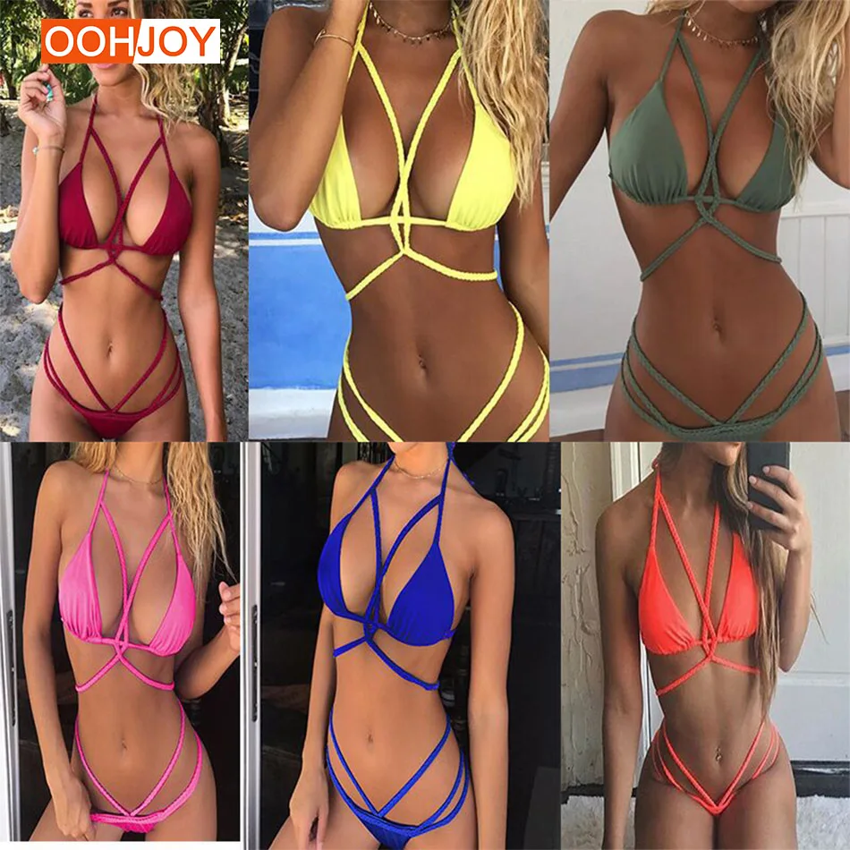2018 New Bandage Bikini Women Swimsuit Halter Solid Color Swimwear S-XL Low Waist Bathing Suit Brazilian Tankini Girl Bikini Set
2018 New Bandage Bikini Women Swimsuit Halter Solid Color Swimwear S-XL Low Waist Bathing Suit Brazilian Tankini Girl Bikini Set