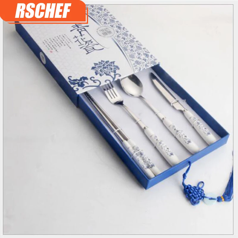 4Pcs/Set Dinnerware Set 304 Stainless Steel Cutlery Set 4 Pieces/Set Knife Fork Set Tableware Chinese blue and white porcelai
4Pcs/Set Dinnerware Set 304 Stainless Steel Cutlery Set 4 Pieces/Set Knife Fork Set Tableware Chinese blue and white porcelai