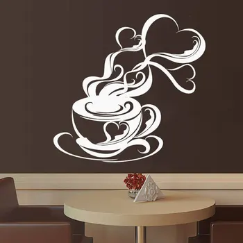 

Coffee Cup Beans Kitchen Cafeteria Cafe House Wall Sticker Vinyl Home Decor Decal Removable Self-adhesive Mural Poster 3310
