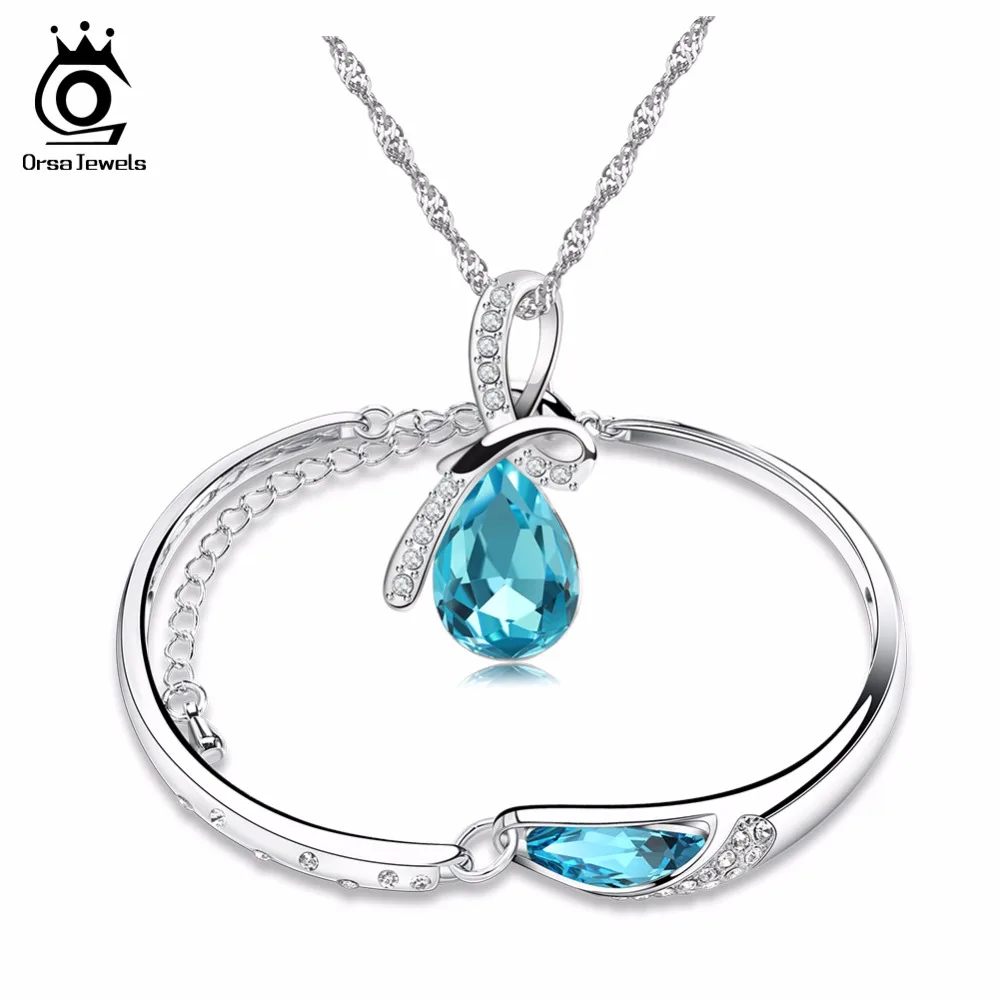 ORSA JEWELS 2019 New Ocean Blue Water Drop AAA Cubic Zircon Necklace Quality Silver Color Bracelet Set OS18
ORSA JEWELS 2019 New Ocean Blue Water Drop AAA Cubic Zircon Necklace Quality Silver Color Bracelet Set OS18