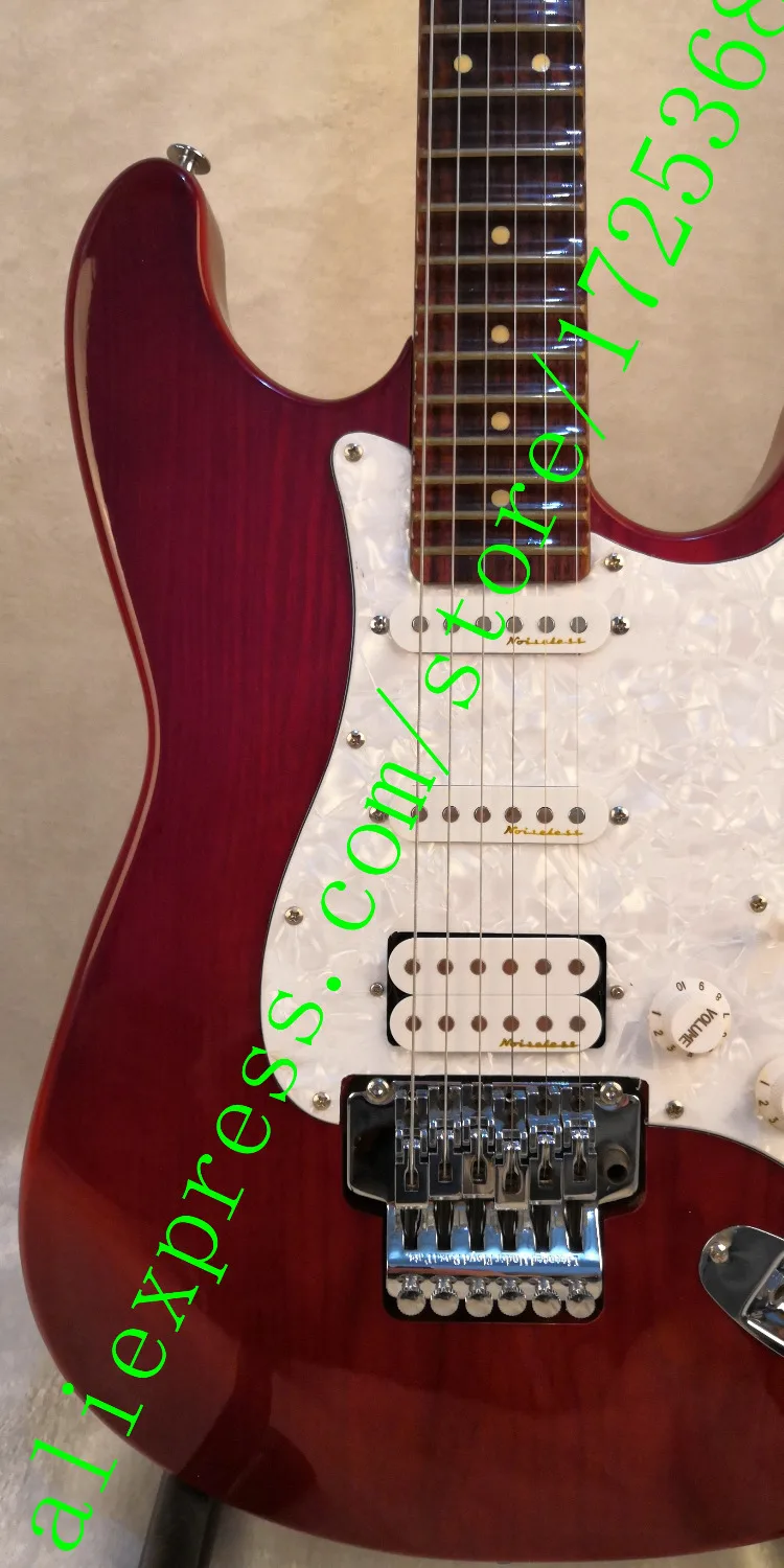Transparent red Electric Guitar with white Pickguard HSS pickup Scalloped fretboard China guitar
Transparent red Electric Guitar with white Pickguard HSS pickup Scalloped fretboard China guitar