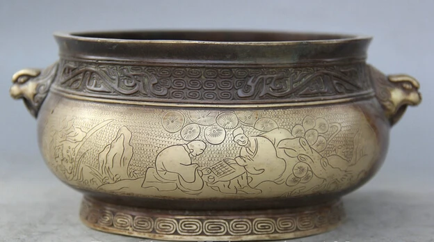 bi001479 8" China Bronze Two Man Play chess Lion Foo Dog Beast Head Incense Burner Censer
bi001479 8" China Bronze Two Man Play chess Lion Foo Dog Beast Head Incense Burner Censer
