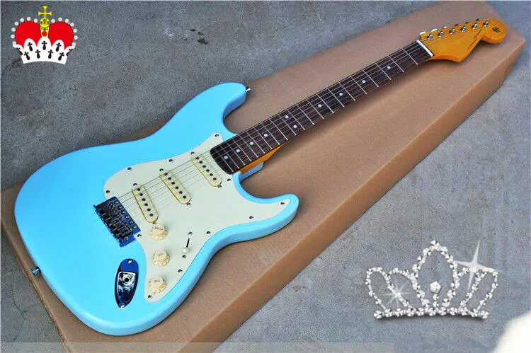 Factory Wholesale High Quality cheap GYST-1042 light blue color rosewood fretboard 6 strings ST Electric Guitar, Free shipping
Factory Wholesale High Quality cheap GYST-1042 light blue color rosewood fretboard 6 strings ST Electric Guitar, Free shipping