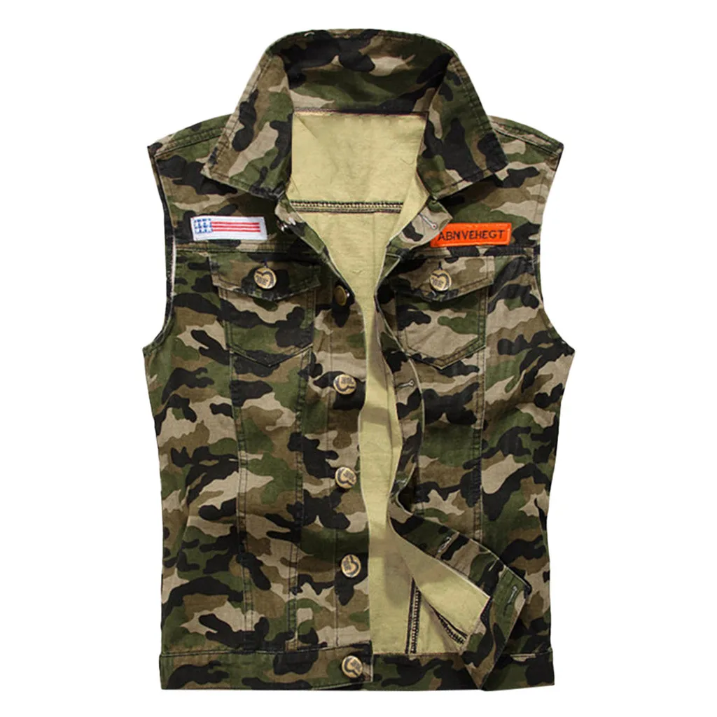 2019 Man Cowboy Camouflage Jacket Men Denim Vest Vintage Sleeveless Washed Jeans Army Military Waistcoat Plus Size 4XL
2019 Man Cowboy Camouflage Jacket Men Denim Vest Vintage Sleeveless Washed Jeans Army Military Waistcoat Plus Size 4XL