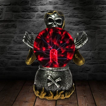 Destroyer Of Worlds Grim Reaper Sculpture Plasma Lightning Crystal Ball Touch Reactived Skull Lamp Halloween Figurine Statue
Destroyer Of Worlds Grim Reaper Sculpture Plasma Lightning Crystal Ball Touch Reactived Skull Lamp Halloween Figurine Statue