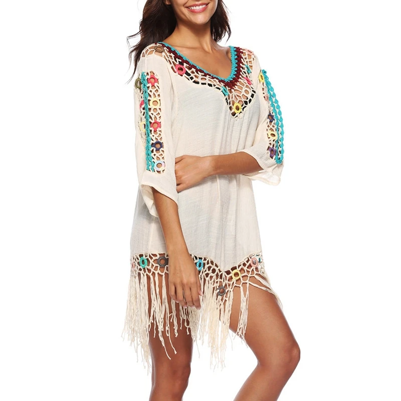 2019 Women Crochet Tunic Cotton Beach Cover Up Colored Tassel See Through Asymmetrical Bikini Swimsuit Beach Cover Up
2019 Women Crochet Tunic Cotton Beach Cover Up Colored Tassel See Through Asymmetrical Bikini Swimsuit Beach Cover Up
