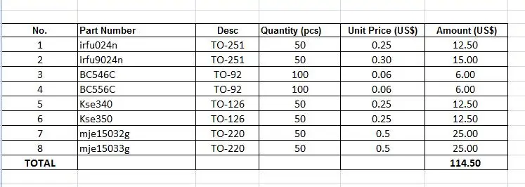 Irfu024n irfu9024n BC546C BC556C Kse340 Kse350 mje15032g mje15033g | Бытовая техника